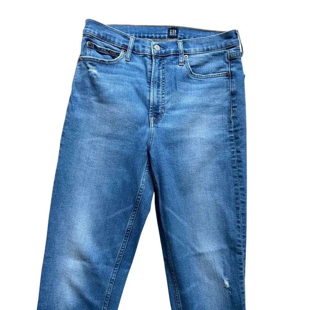 Gap 1969 High Rise Cigarette Straight Leg Dark Indigo Jeans Women's SZ 8/29 TALL - Picture 3 of 10